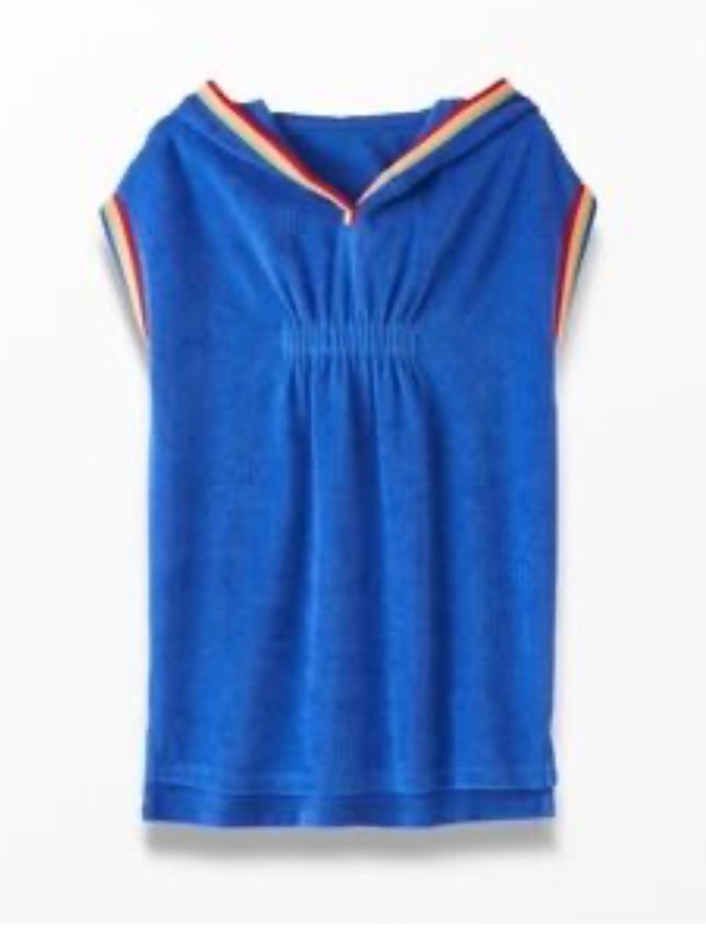 Hanna Andersson Bright Blue Terry Hooded Tunic with Rainbow Trim size 8 girls
